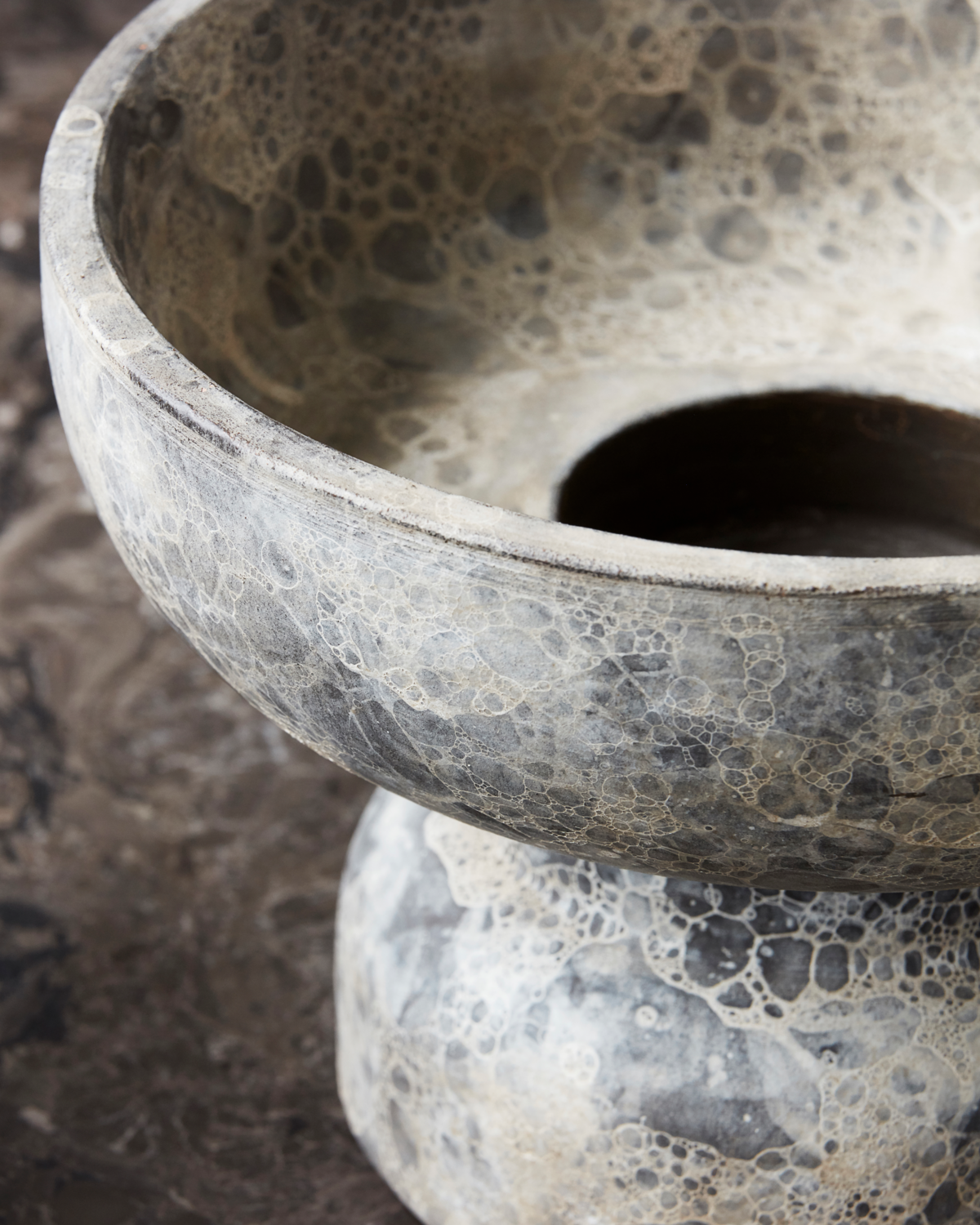 Ancient lysestage, grå/brun - Ø22 cm